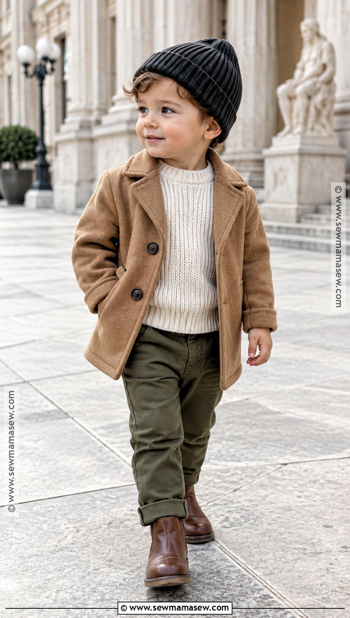 Toddler Boy Fall Coat and Twill Pants Outfit - 15 toddler boy clothes fall