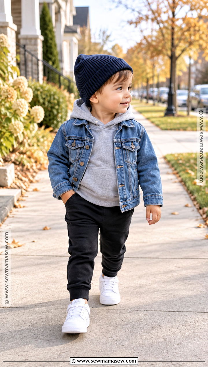 Toddler Boy Fall Denim Jacket and Hoodie Outfit - 15 toddler boy clothes fall