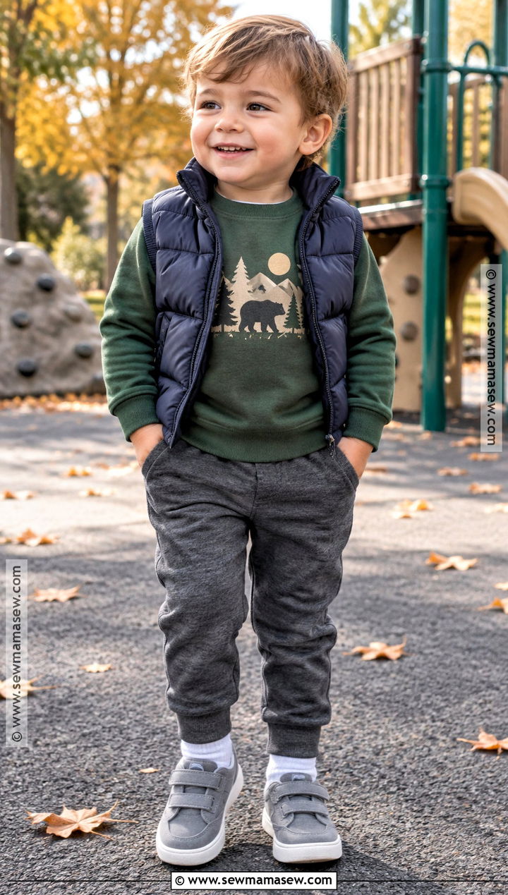 Toddler Boy Fall Graphic Sweatshirt and Joggers Outfit - 15 toddler boy clothes fall