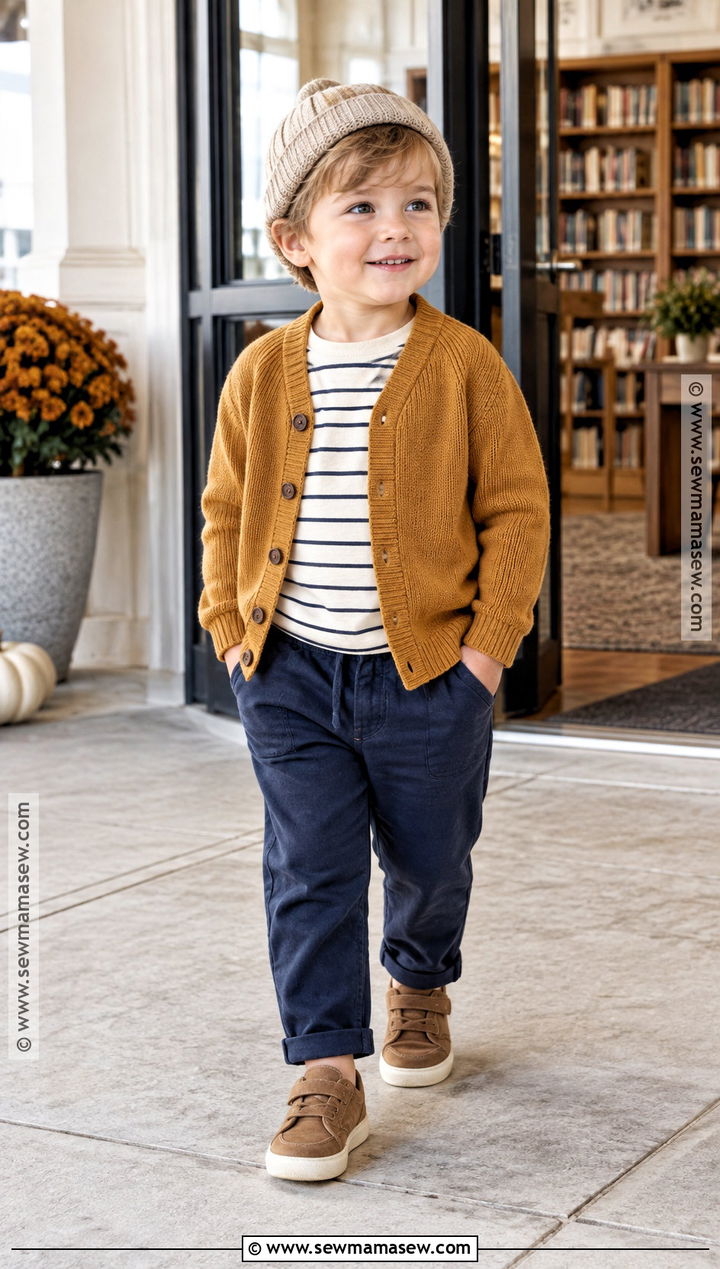 Toddler Boy Fall Outfit With Cardigan And Pull On Pants - 20 toddler boy fall outfits pictures