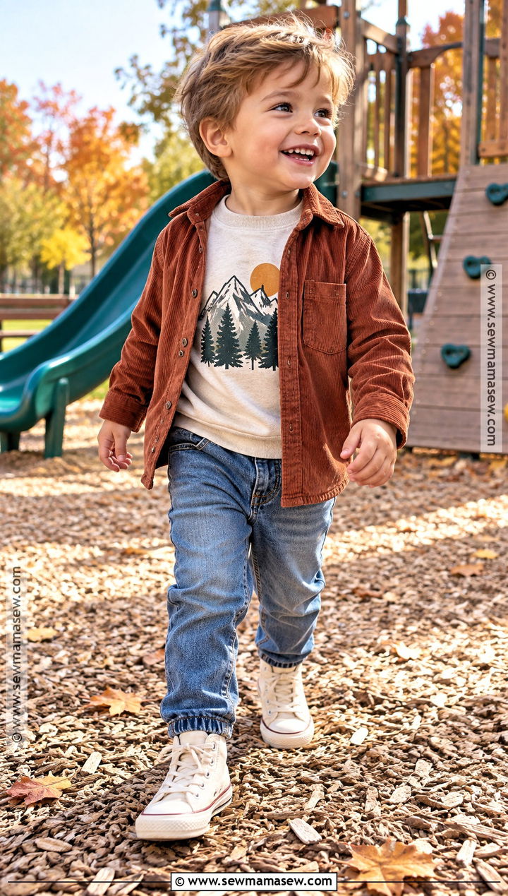 Toddler Boy Fall Outfit With Graphic Sweatshirt And Jeans - 20 toddler boy fall outfits pictures