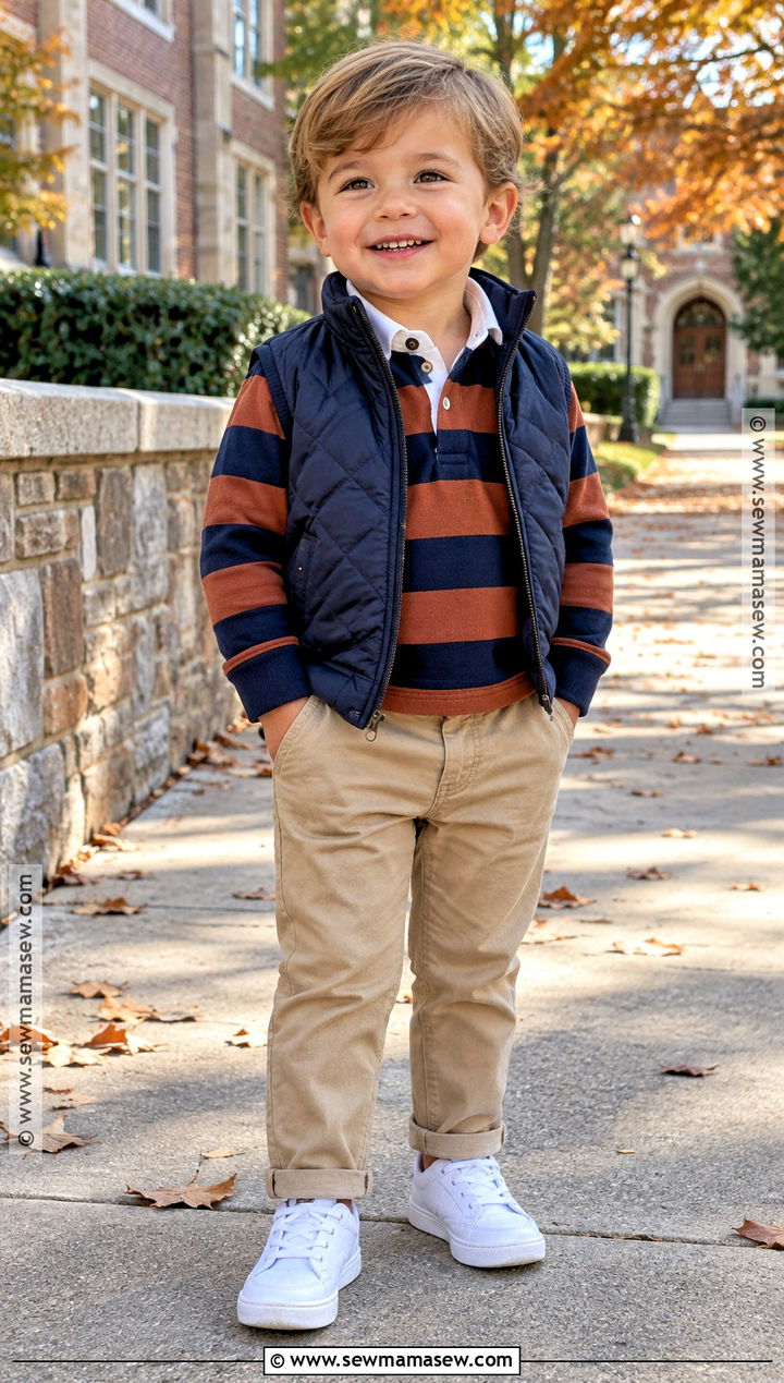 Toddler Boy Fall Outfit With Rugby Shirt And Khaki Pants - 20 toddler boy fall outfits pictures