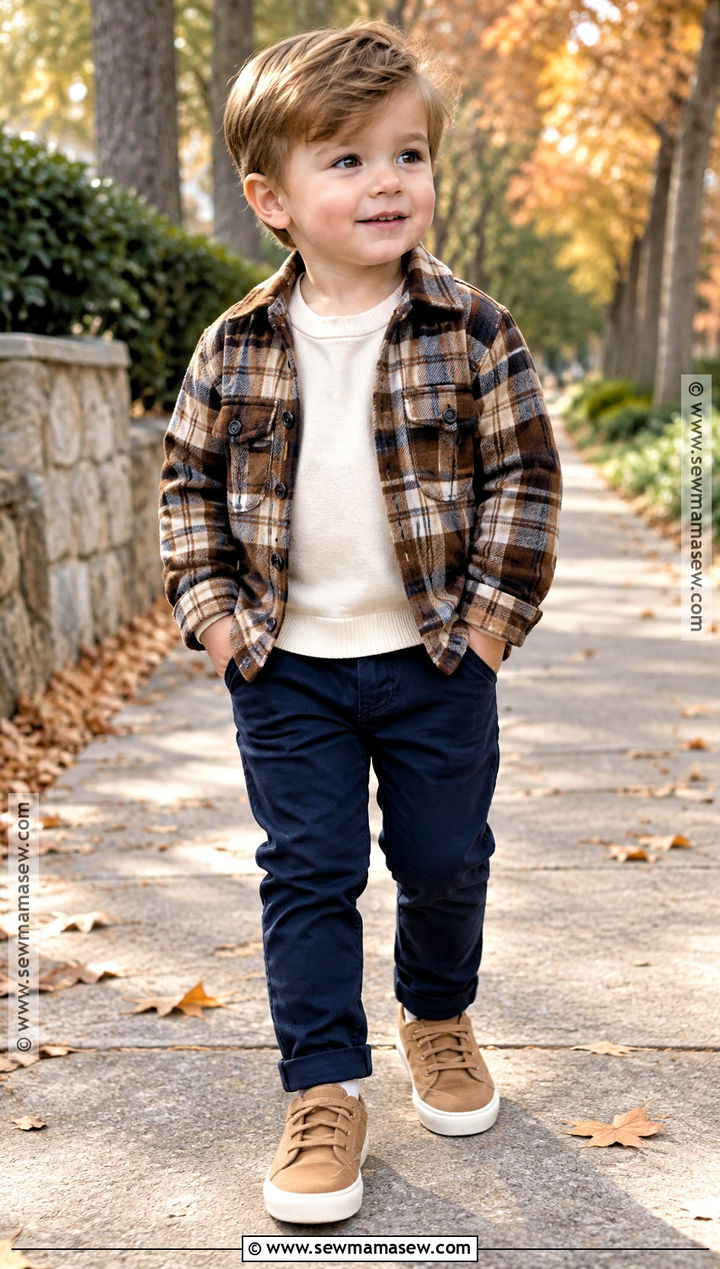 Toddler Boy Fall Outfit With Shacket And Chinos - 20 toddler boy fall outfits pictures