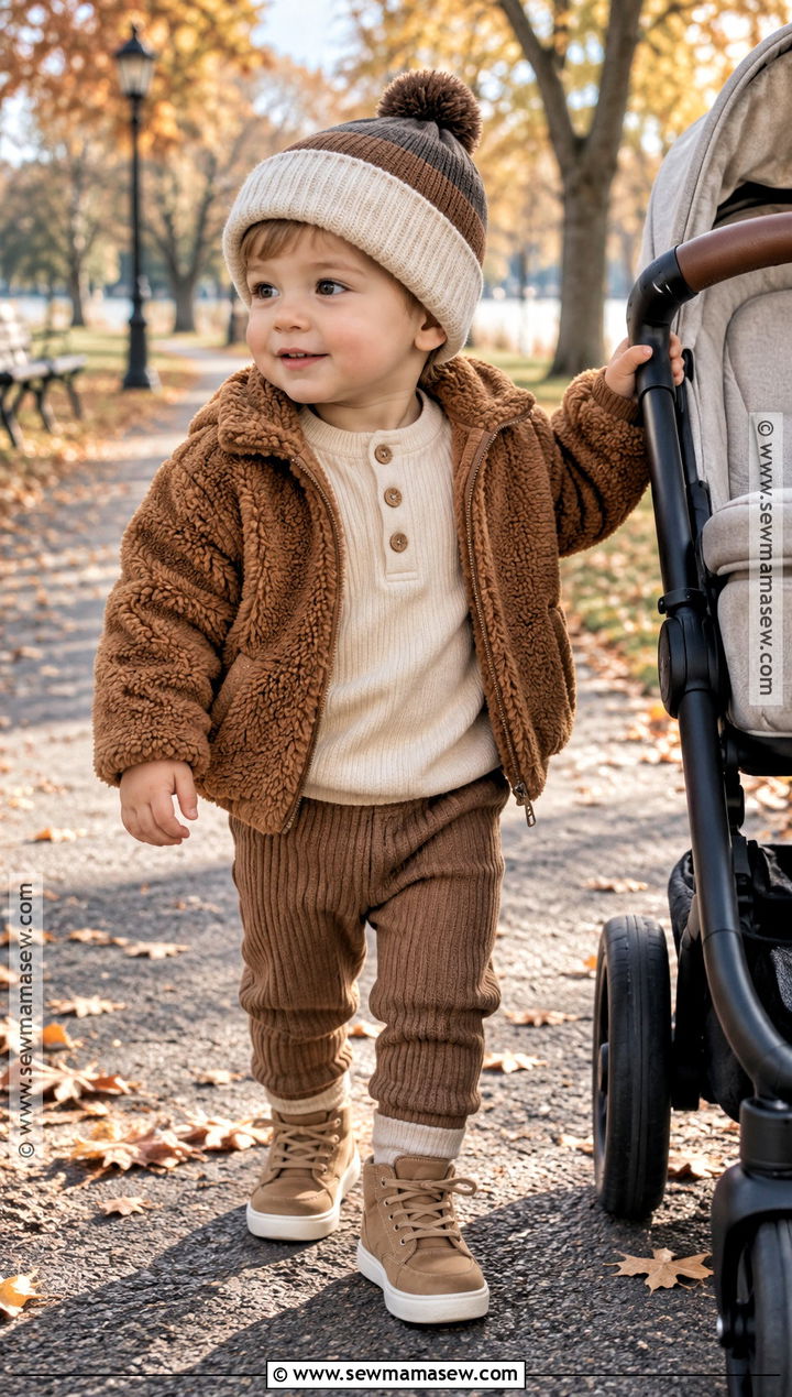 Toddler Boy Fall Outfit With Teddy Jacket And Knit Pants - 20 toddler boy fall outfits pictures