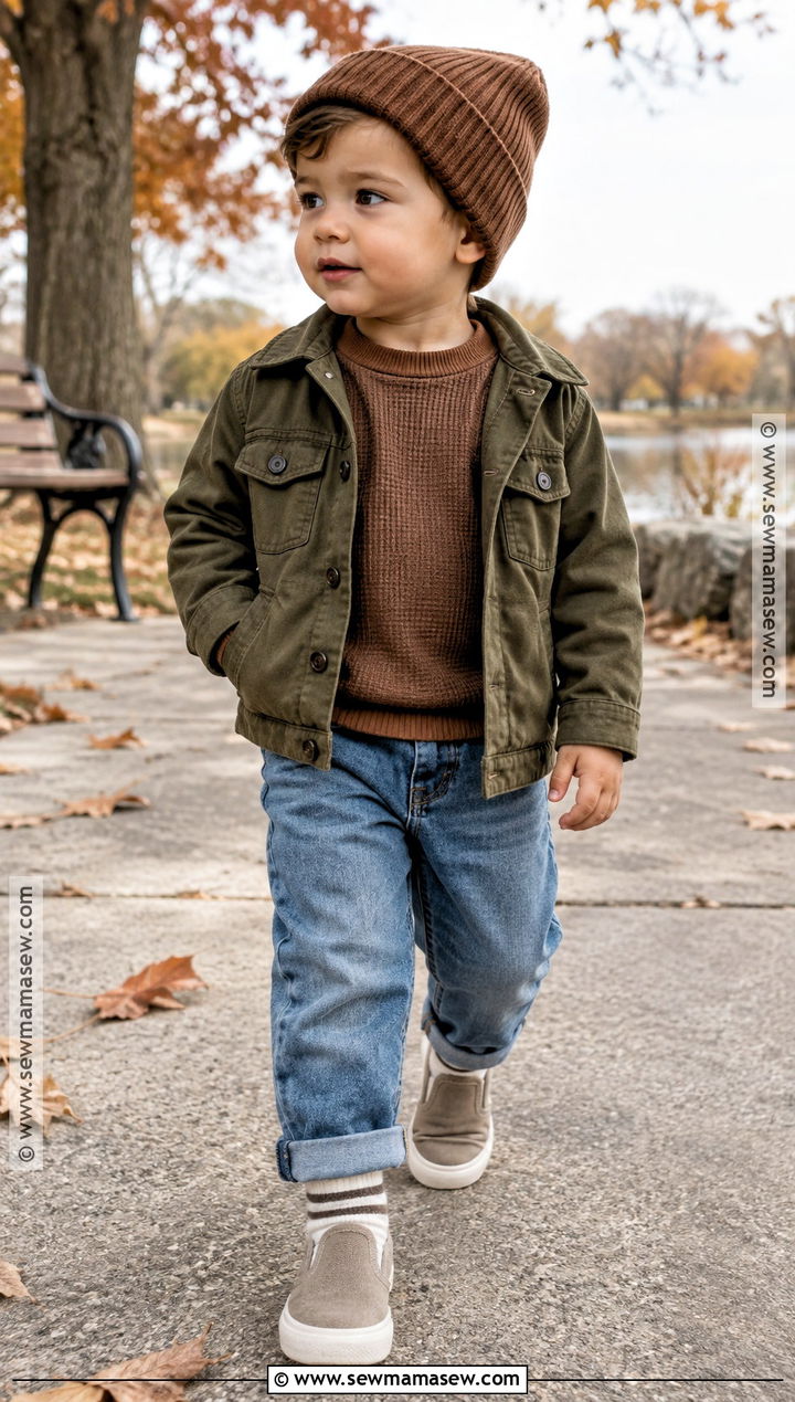 Toddler Boy Fall Outfit With Waffle Shirt And Denim - 20 toddler boy fall outfits pictures