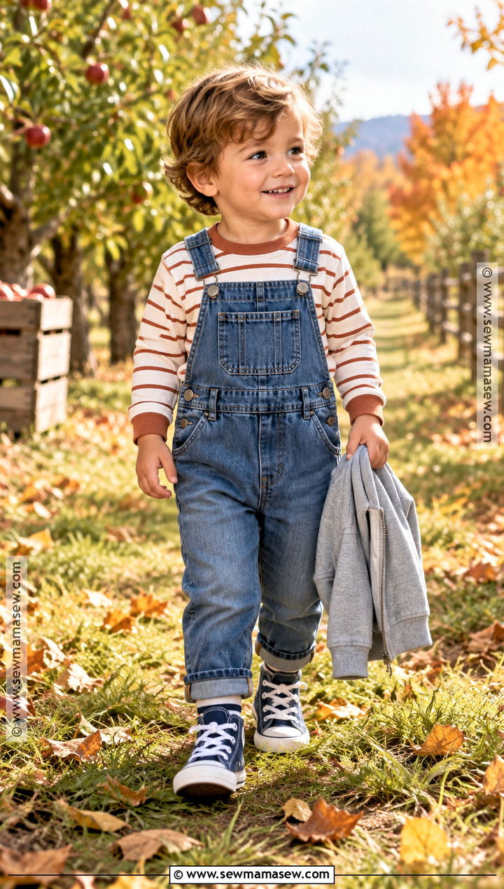 Toddler Boy Fall Overalls And Striped Shirt Outfit - 15 toddler boy fall capsule wardrobe ideas
