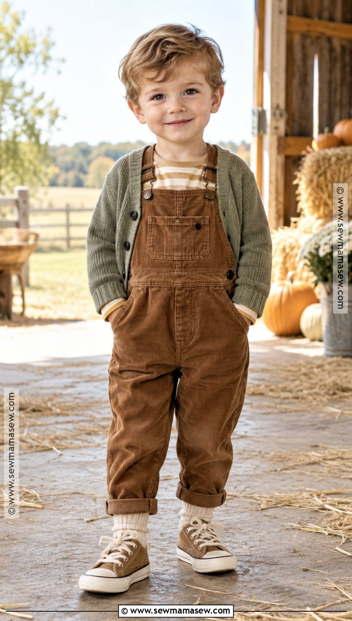 Toddler Boy Fall Overalls and Long Sleeve Tee Outfit - 15 toddler boy clothes fall