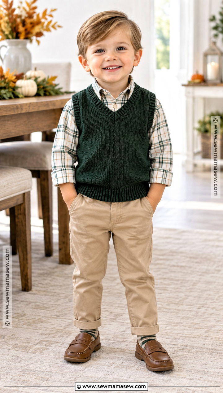 Toddler Boy Fall Sweater Vest and Button Down Outfit - 15 toddler boy clothes fall