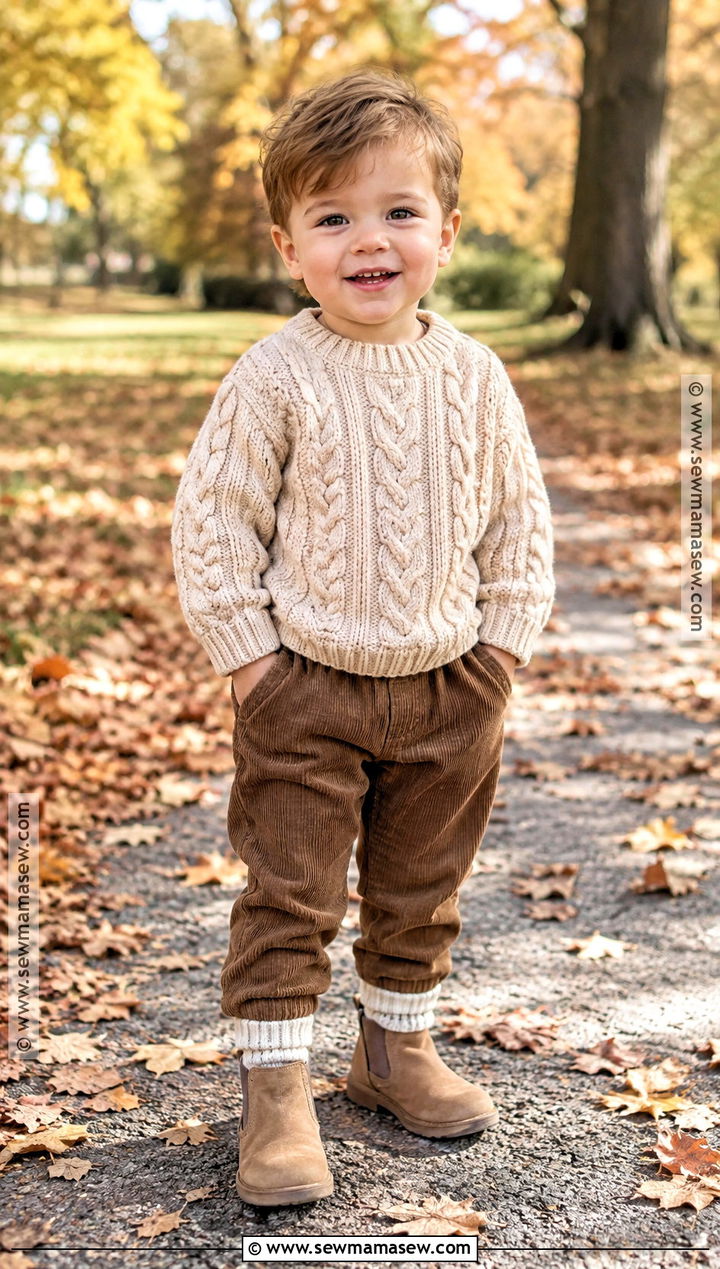 Toddler Boy Fall Sweater and Corduroy Pants Outfit - 15 toddler boy clothes fall