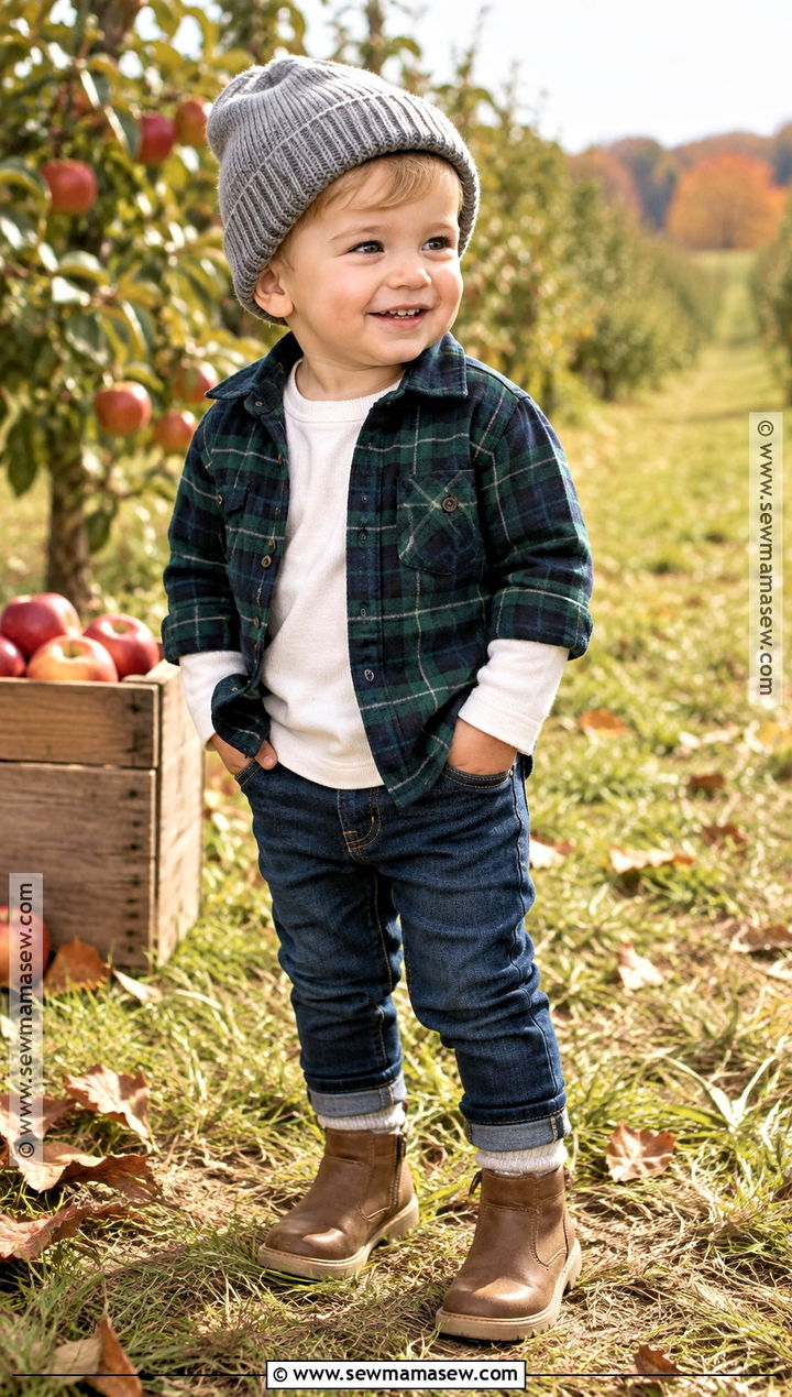 Toddler Boy Flannel Shirt and Jeans Outfit - 25 toddler boy fall outfits