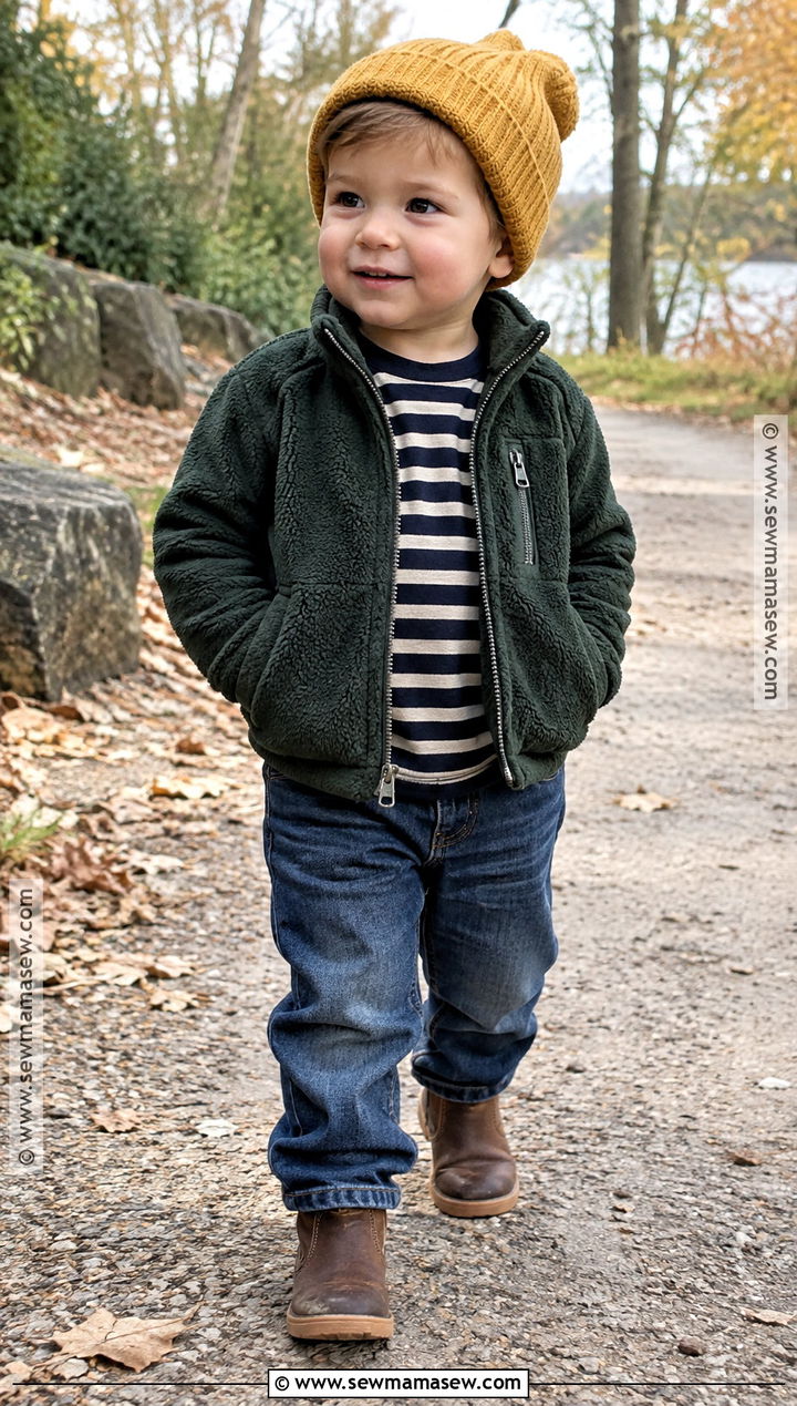 Toddler Boy Fleece Jacket and Jeans Outfit - 25 toddler boy fall outfits