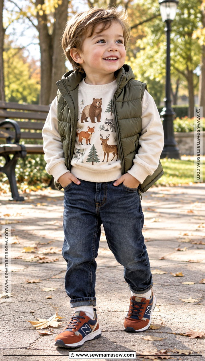 Toddler Boy Graphic Sweatshirt and Jeans Outfit - 25 toddler boy fall outfits