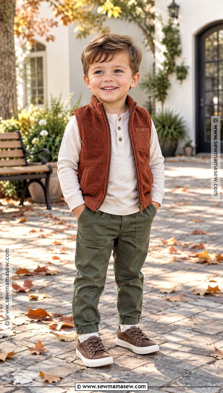 Toddler Boy Henley and Twill Pants Outfit - 25 toddler boy fall outfits