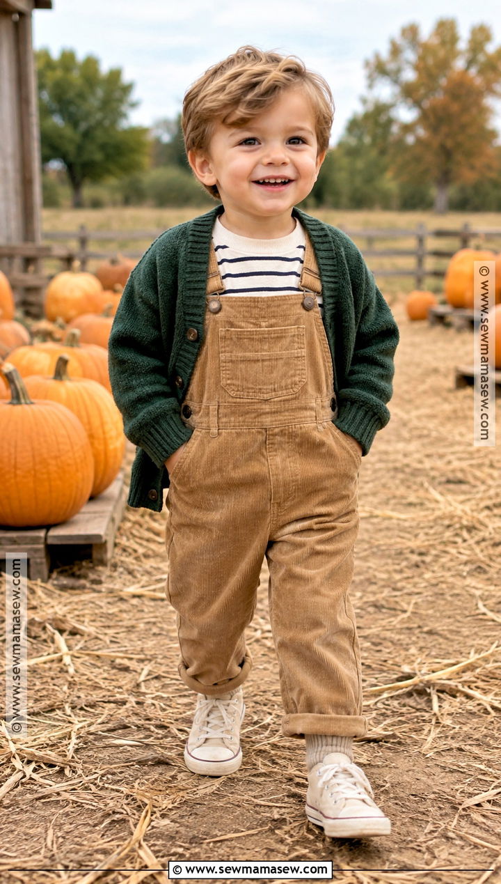 Toddler Boy Overalls and Striped Shirt Outfit - 25 toddler boy fall outfits