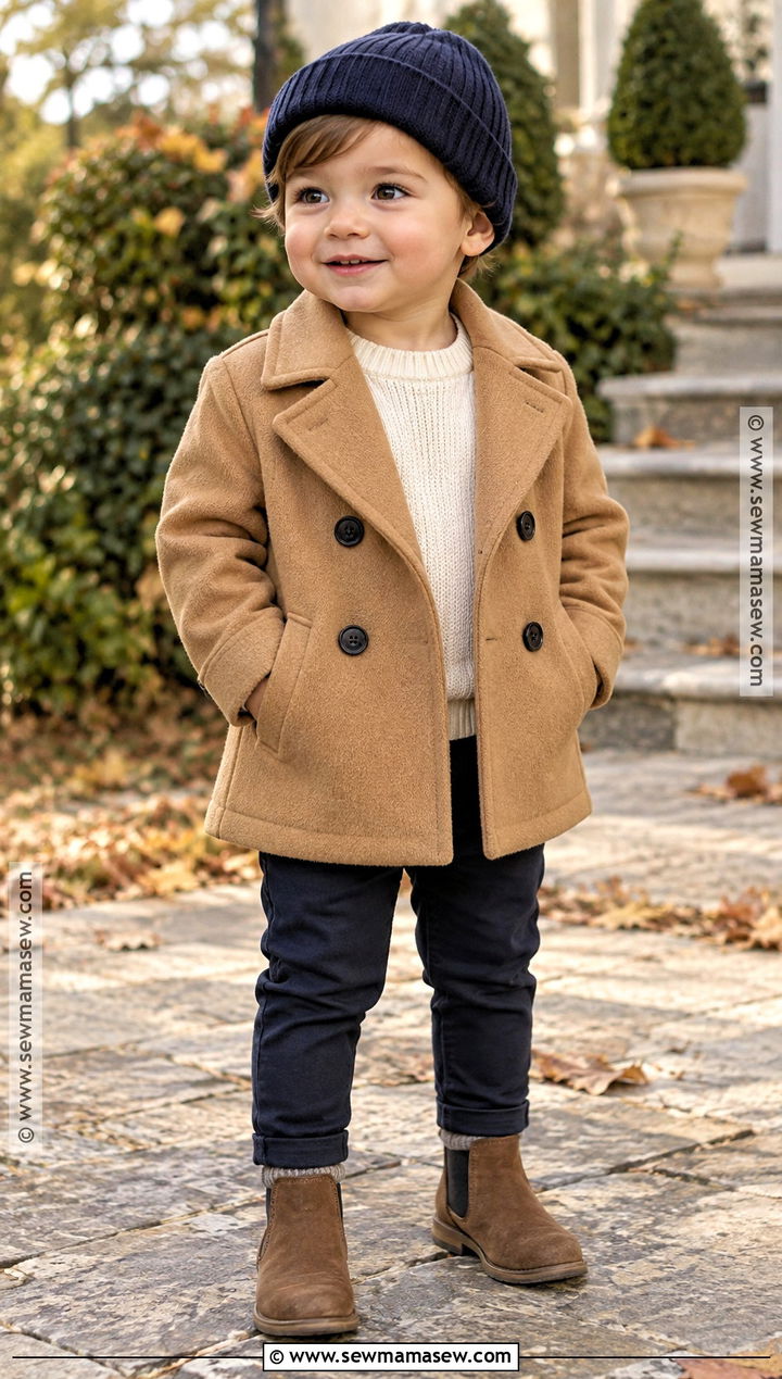 Toddler Boy Peacoat And Dark Pants Outfit - 20 toddler boy fall fashion ideas