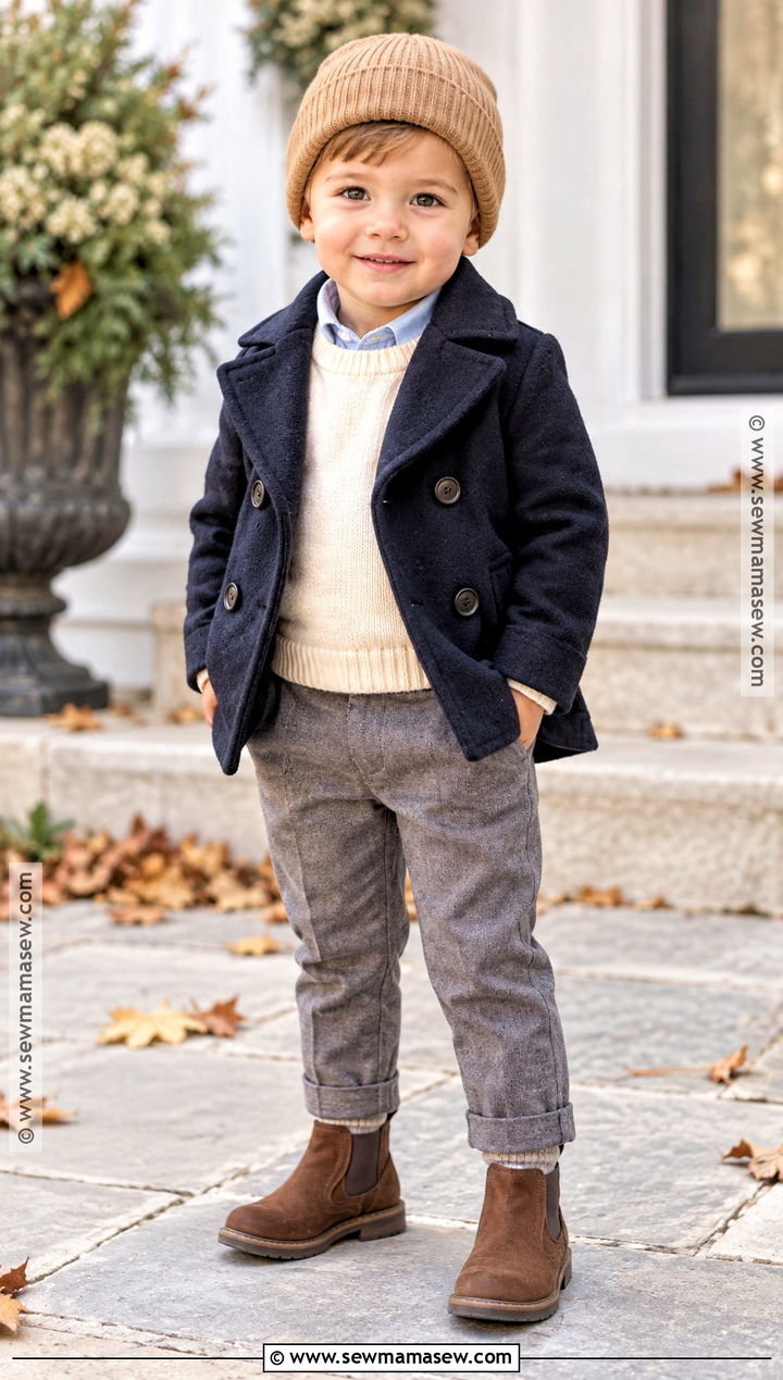 Toddler Boy Peacoat and Trousers Outfit - 25 toddler boy fall outfits
