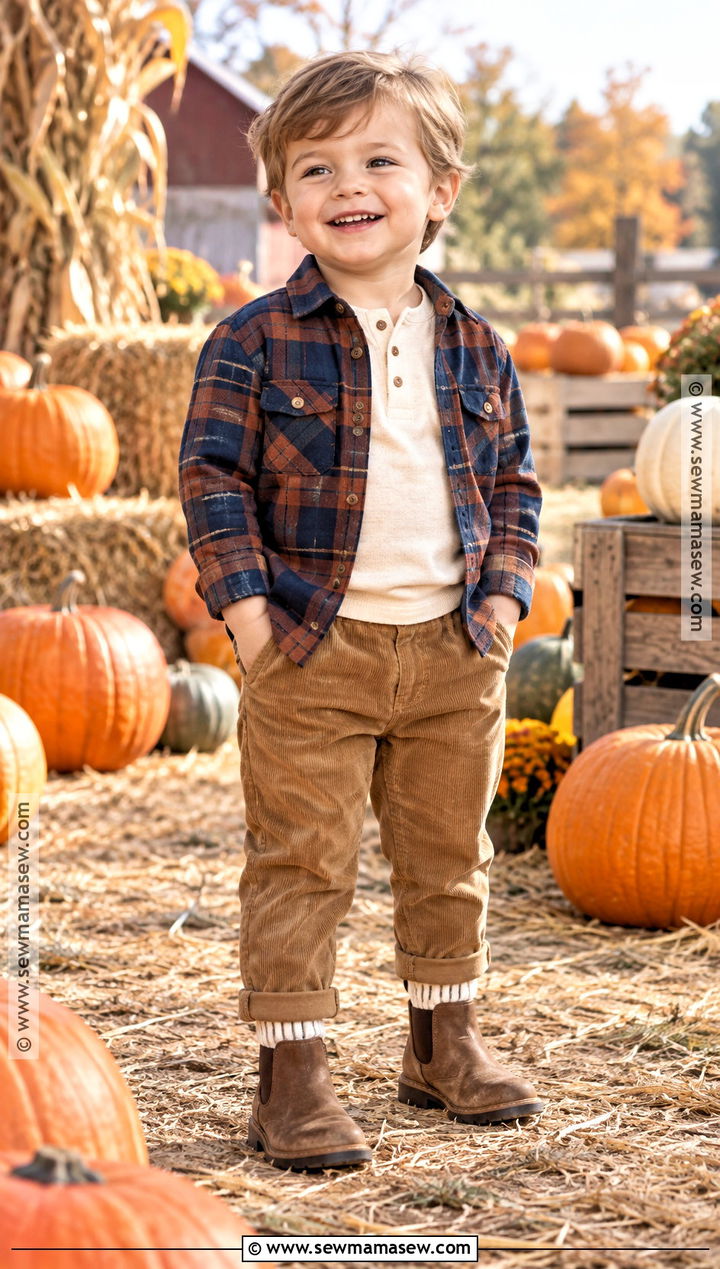 Toddler Boy Plaid Shirt And Corduroy Pants Outfit - 20 toddler boy fall fashion ideas
