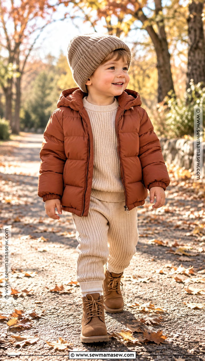 Toddler Boy Puffer Jacket and Knit Set Outfit - 25 toddler boy fall outfits