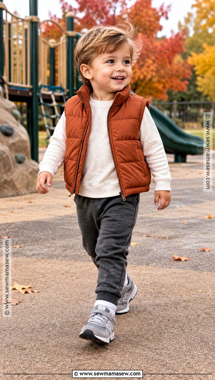Toddler Boy Puffer Vest And Sweatpants Outfit - 20 toddler boy fall fashion ideas
