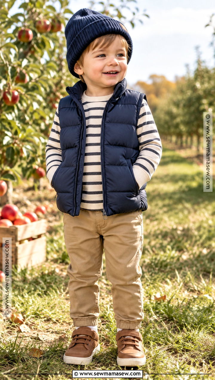 Toddler Boy Puffer Vest and Long Sleeve Shirt Outfit - 25 toddler boy fall outfits