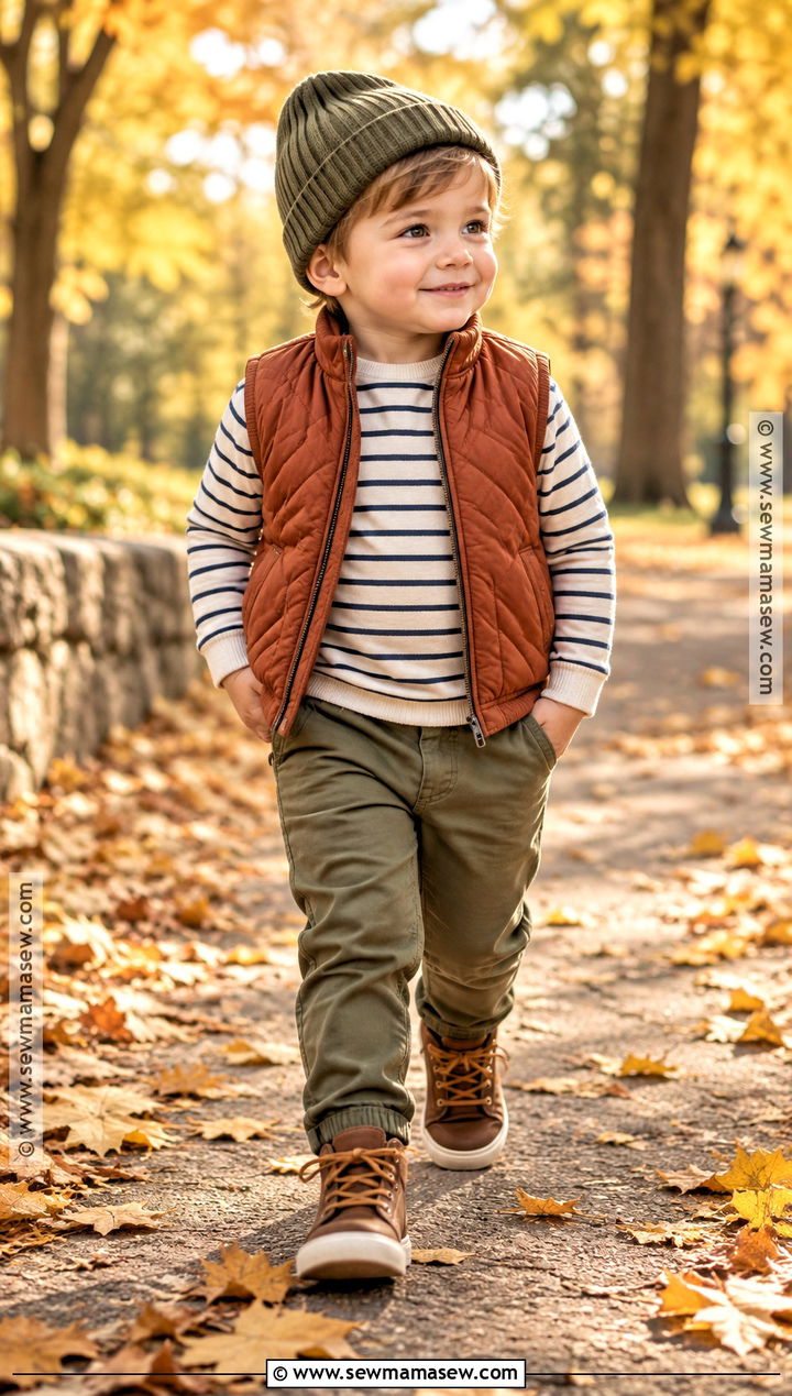 Toddler Boy Quilted Vest And Chino Pants Outfit - 20 toddler boy fall fashion ideas