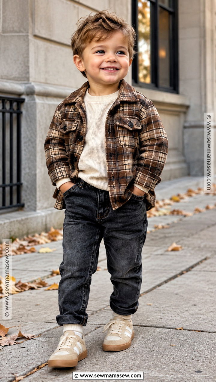 Toddler Boy Shacket And Black Jeans Outfit - 20 toddler boy fall fashion ideas