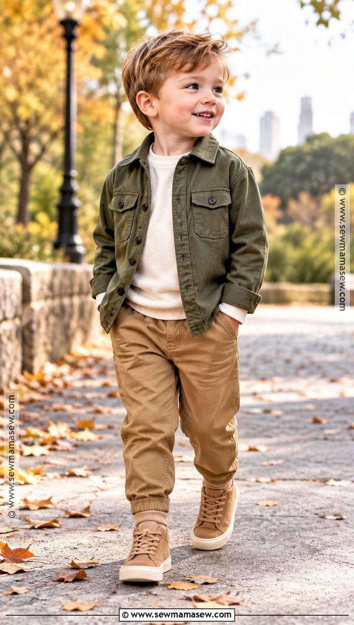 Toddler Boy Shacket and Chino Pants Outfit - 25 toddler boy fall outfits