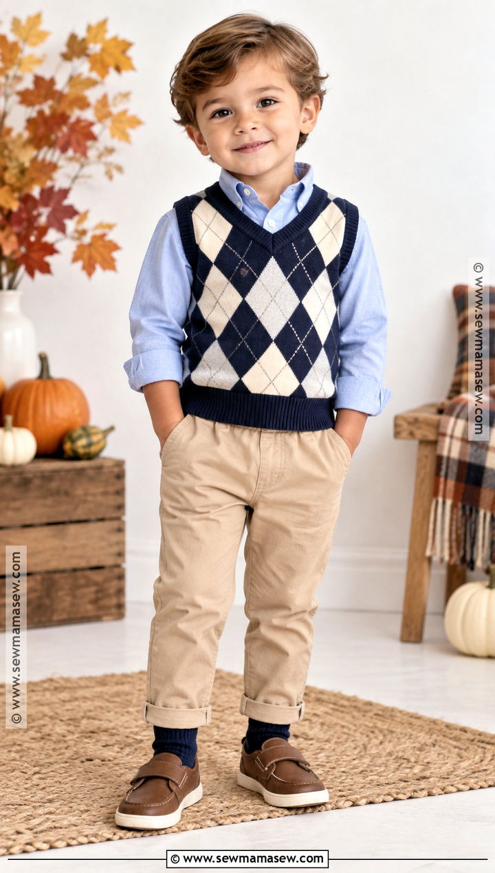 Toddler Boy Sweater Vest and Button Down Outfit - 25 toddler boy fall outfits