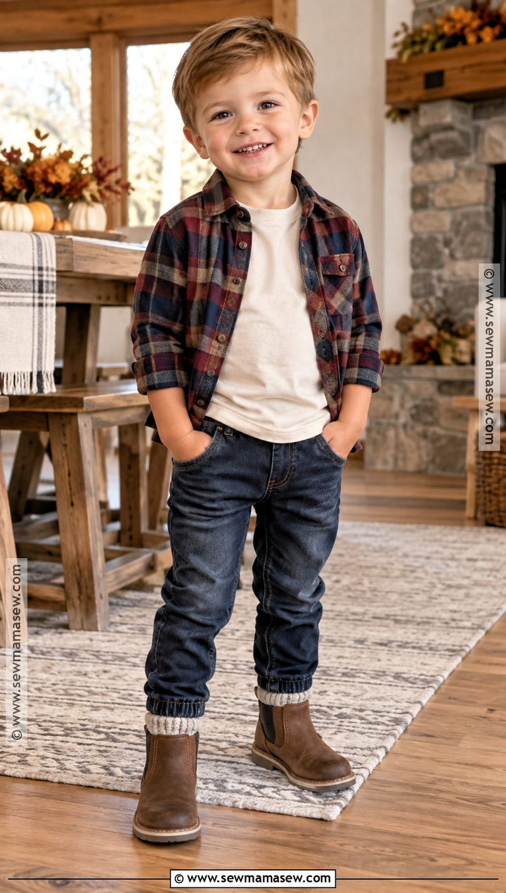 Toddler Boy Thanksgiving Flannel And Jeans Outfit - 15 Toddler Boys Thanksgiving Outfit Ideas