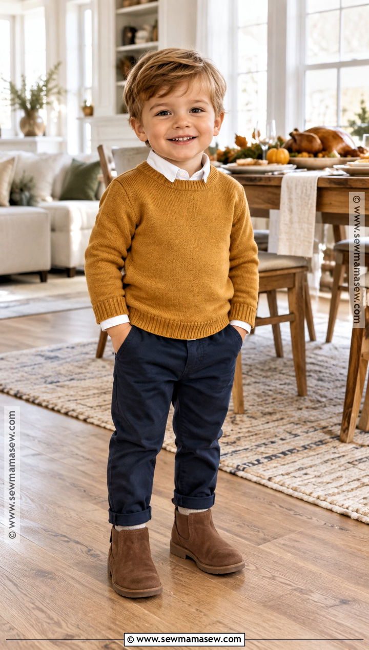Toddler Boy Thanksgiving Sweater And Chinos Outfit - 15 Toddler Boys Thanksgiving Outfit Ideas
