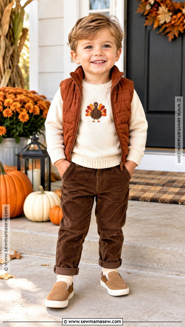Toddler Boy Thanksgiving Turkey Sweater Outfit - 15 Toddler Boys Thanksgiving Outfit Ideas