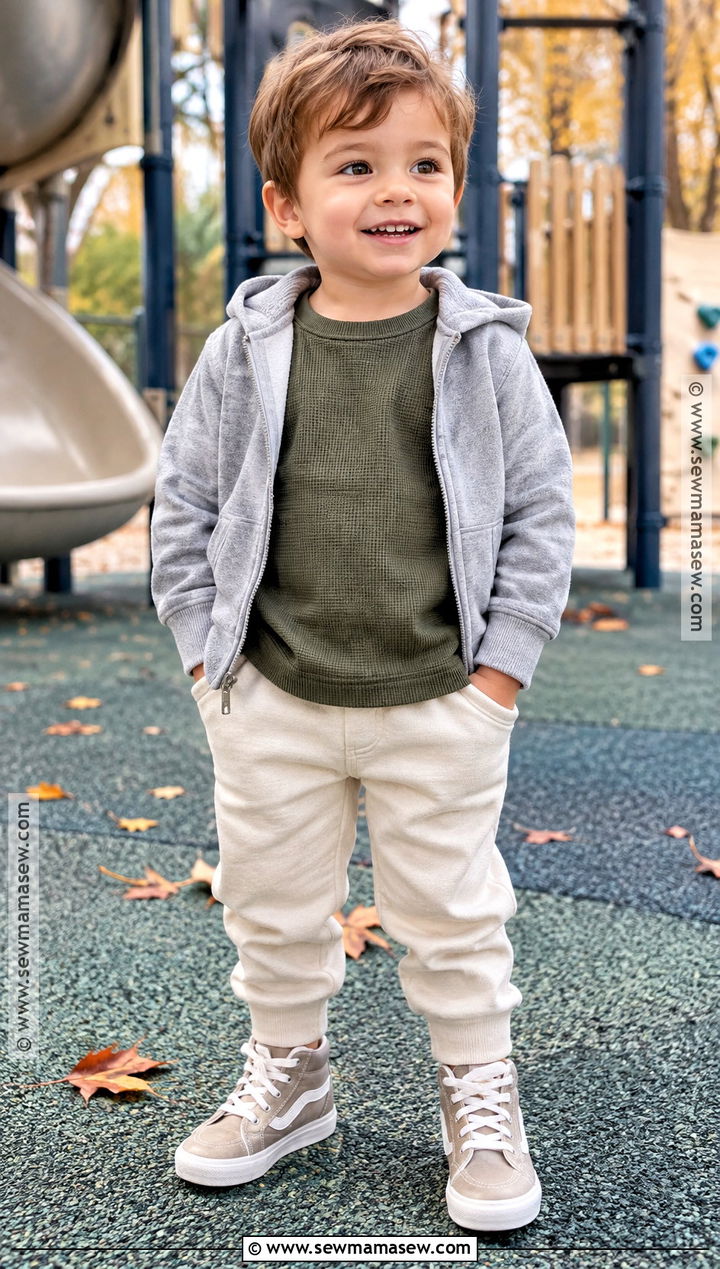 Toddler Boy Waffle Knit Shirt and Joggers Outfit - 25 toddler boy fall outfits