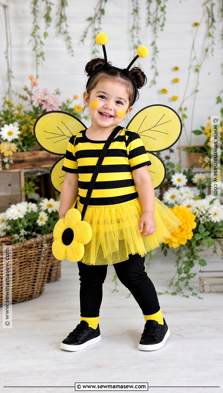Toddler Bumblebee Costume With Striped Dress - 35 toddler costumes for girls