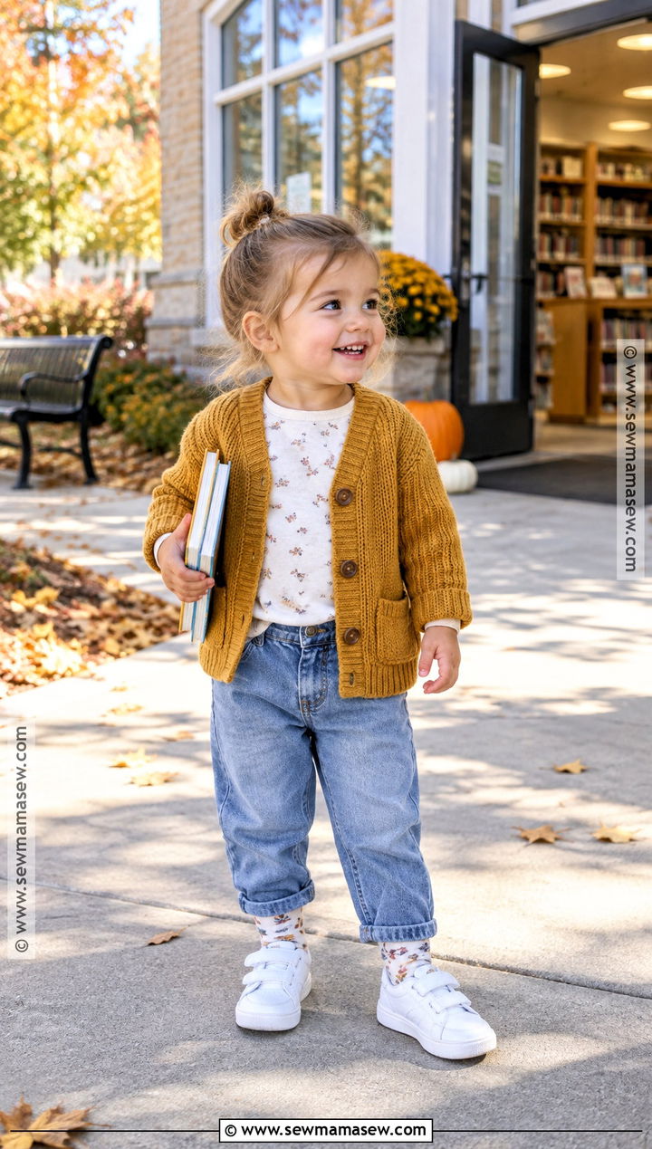 Toddler Cardigan And Soft Jeans Outfit - 15 Toddler Fall Clothes