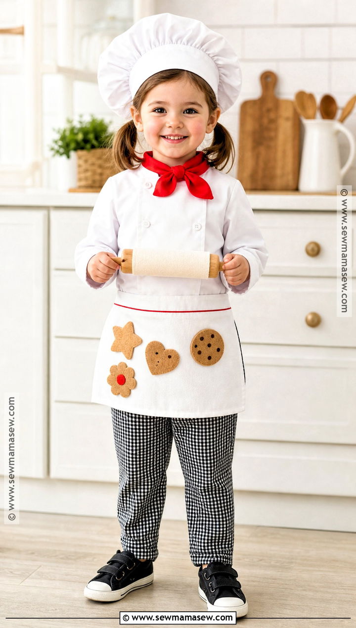 Toddler Chef Costume With Checkered Pants - 40 toddler halloween costumes for girls