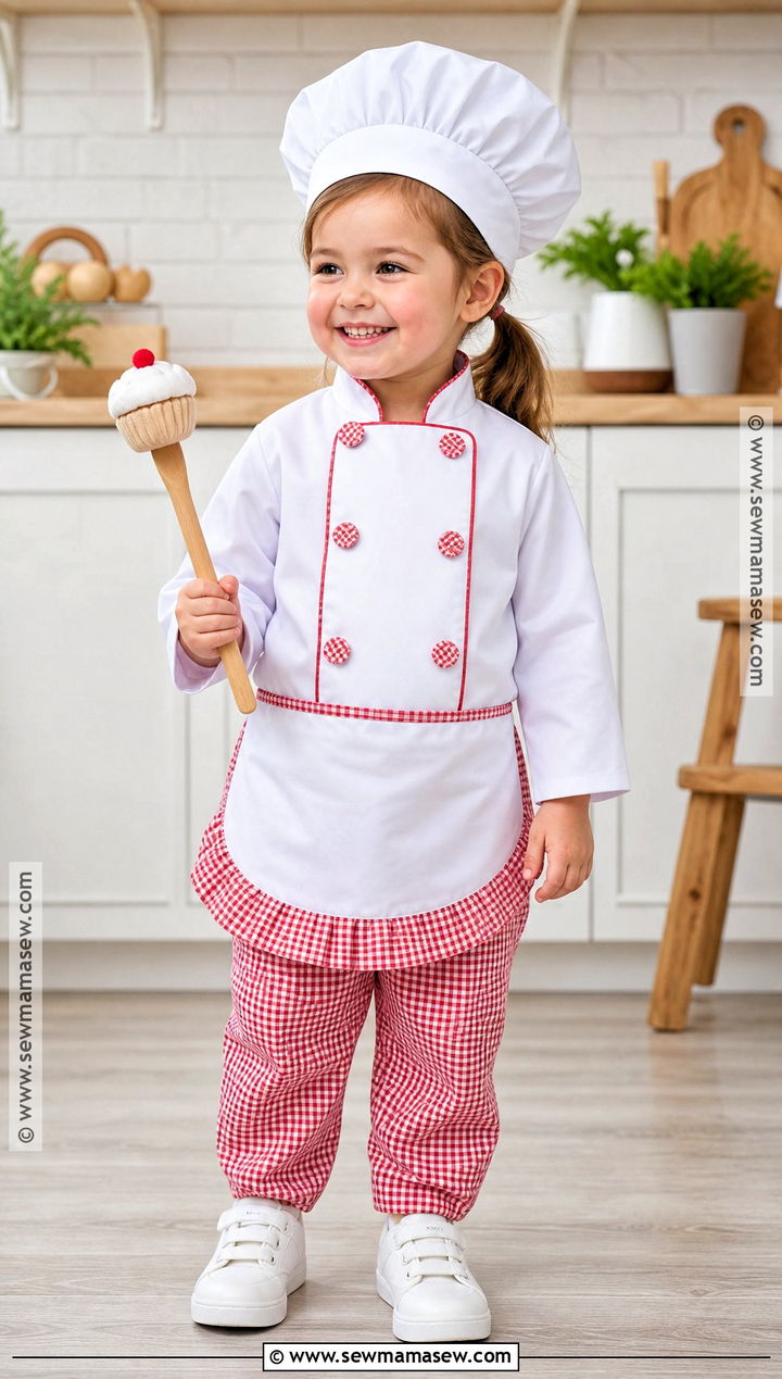 Toddler Chef Costume With Gingham Pants - 35 toddler costumes for girls