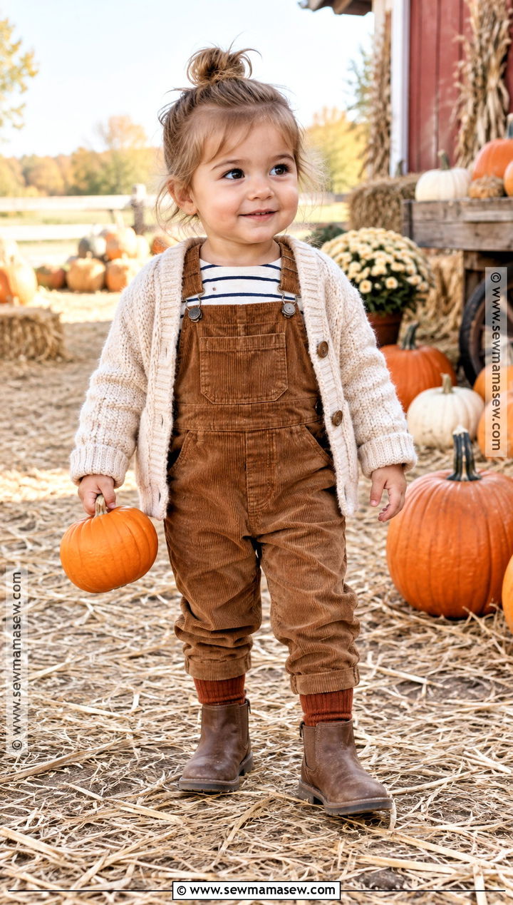 Toddler Corduroy Overalls And Striped Shirt Outfit - 20 toddler fall fashion ideas