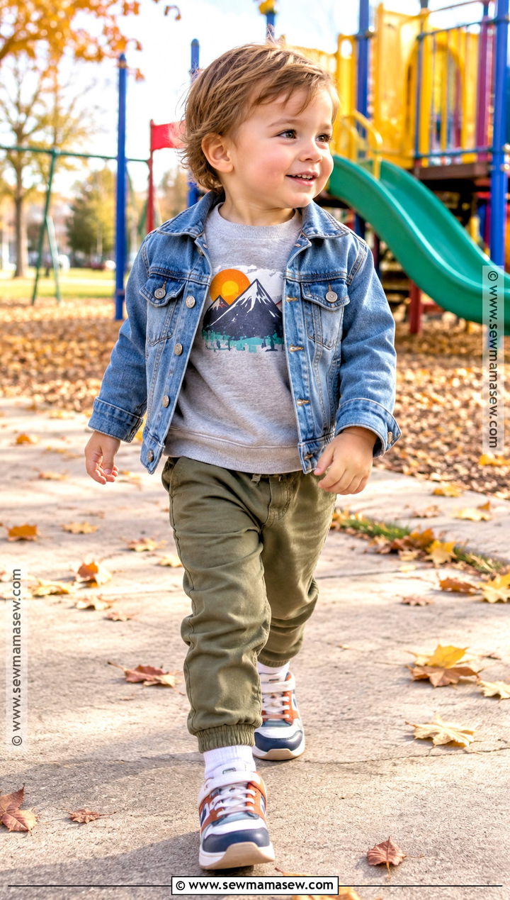 Toddler Denim Jacket And Joggers Outfit - 20 toddler fall fashion ideas