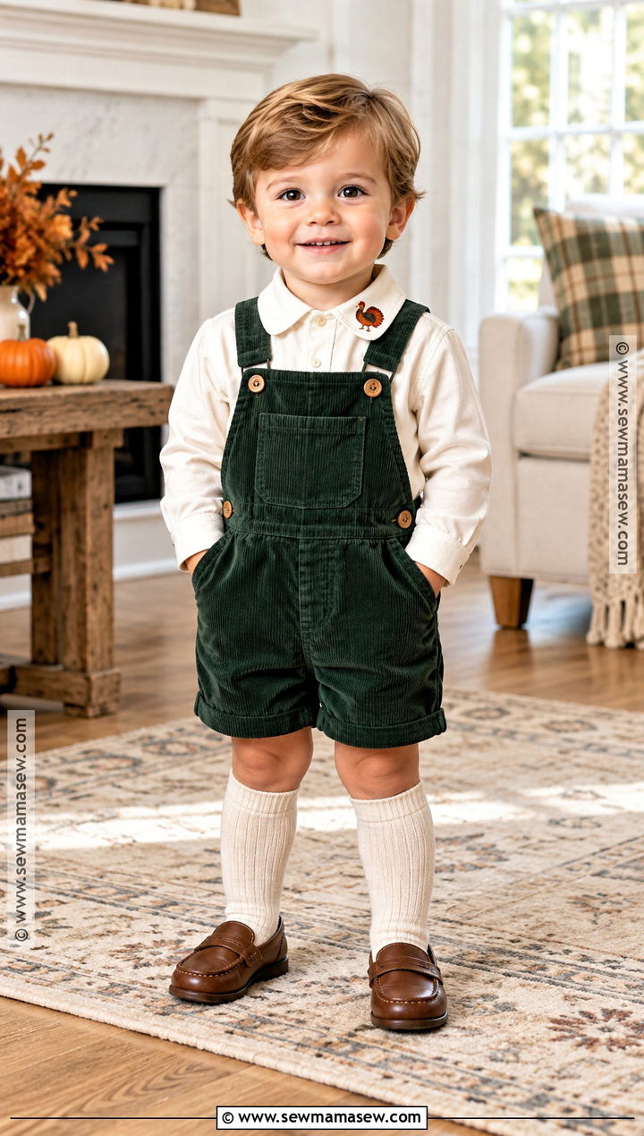 Toddler Embroidered Turkey Shirt With Shortalls - 15 toddler thanksgiving shirts