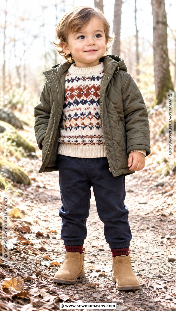 Toddler Fair Isle Sweater And Pull On Pants Outfit - 20 toddler fall fashion ideas