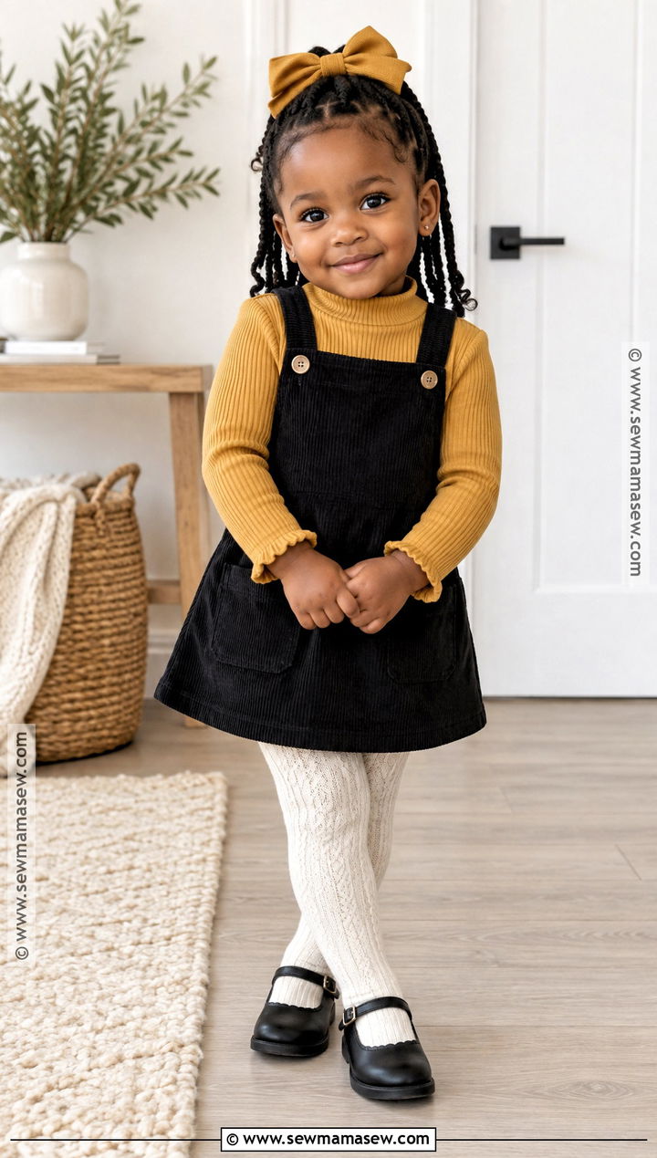 Toddler Fall Black Pinafore And Mustard Top Outfit - 20 toddler fall outfits girl black