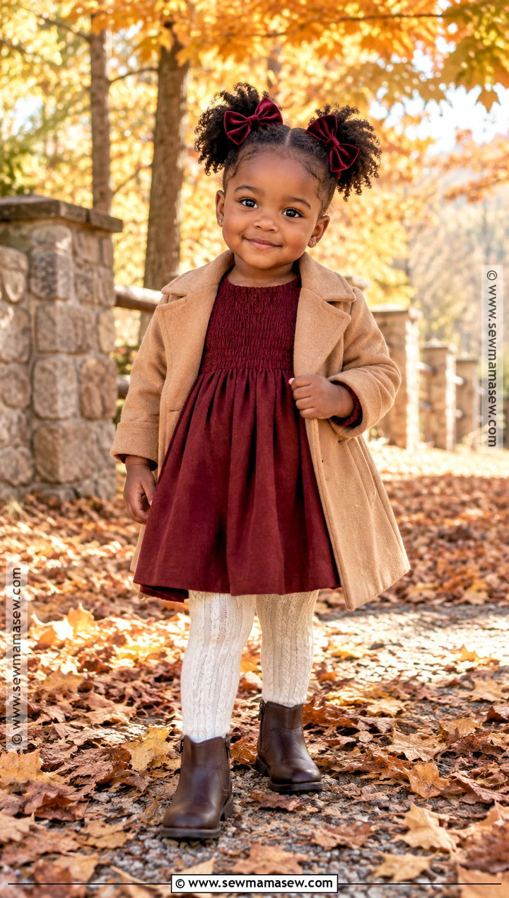 Toddler Fall Burgundy Dress And Camel Coat Outfit - 20 toddler fall outfits girl black