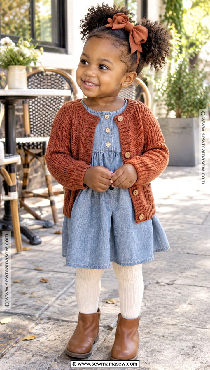 Toddler Fall Chambray Dress And Knit Cardigan Outfit - 20 toddler fall outfits girl black