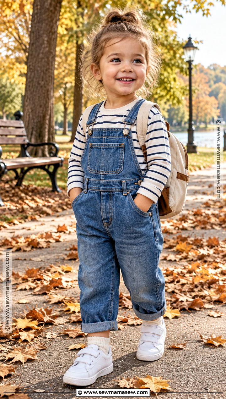 Toddler Fall Outfit With Denim Overalls And Striped Tee - 20 toddler fall outfits