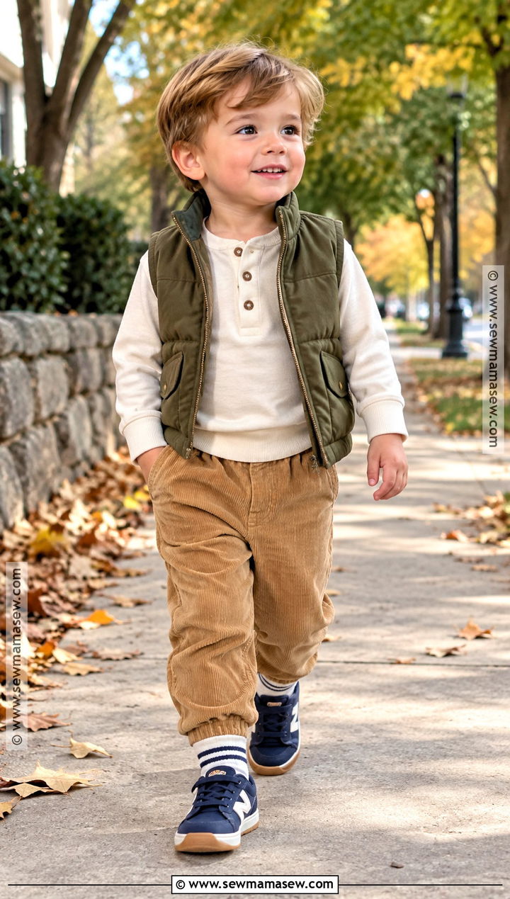Toddler Fall Outfit With Henley Shirt And Corduroy Pants - 20 toddler fall outfits