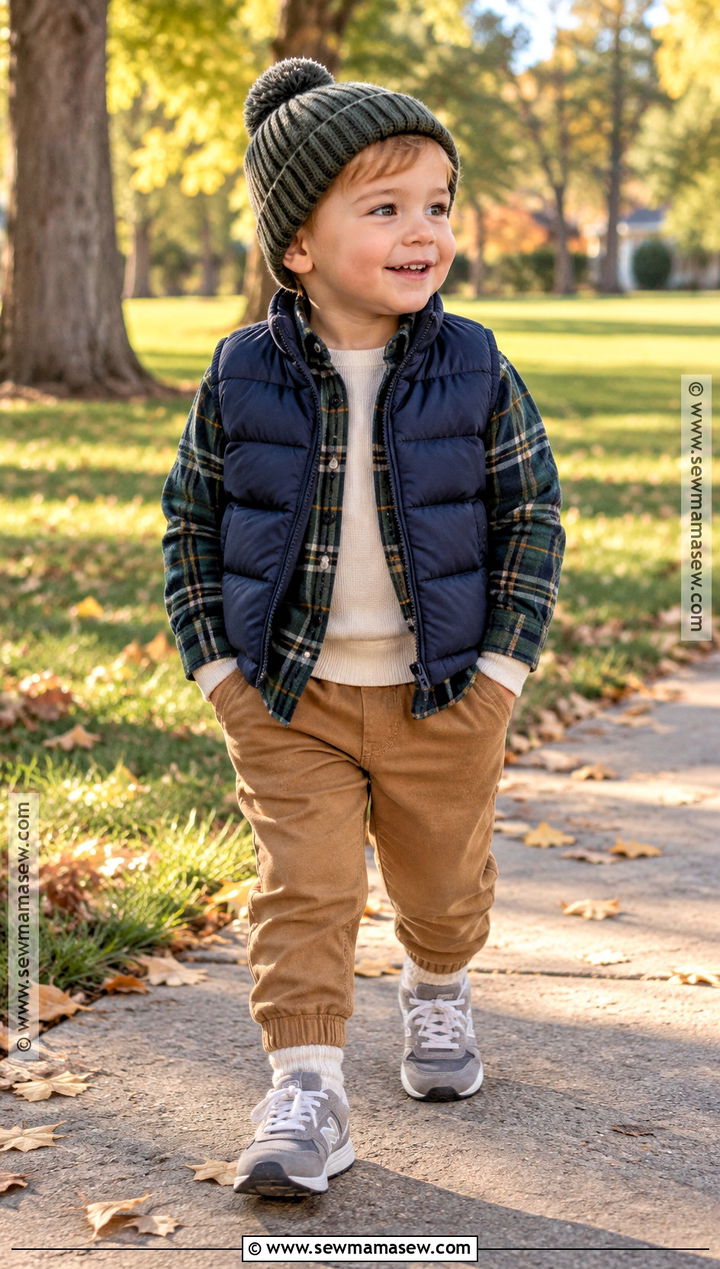 Toddler Fall Outfit With Plaid Shirt And Puffer Vest - 20 toddler fall outfits