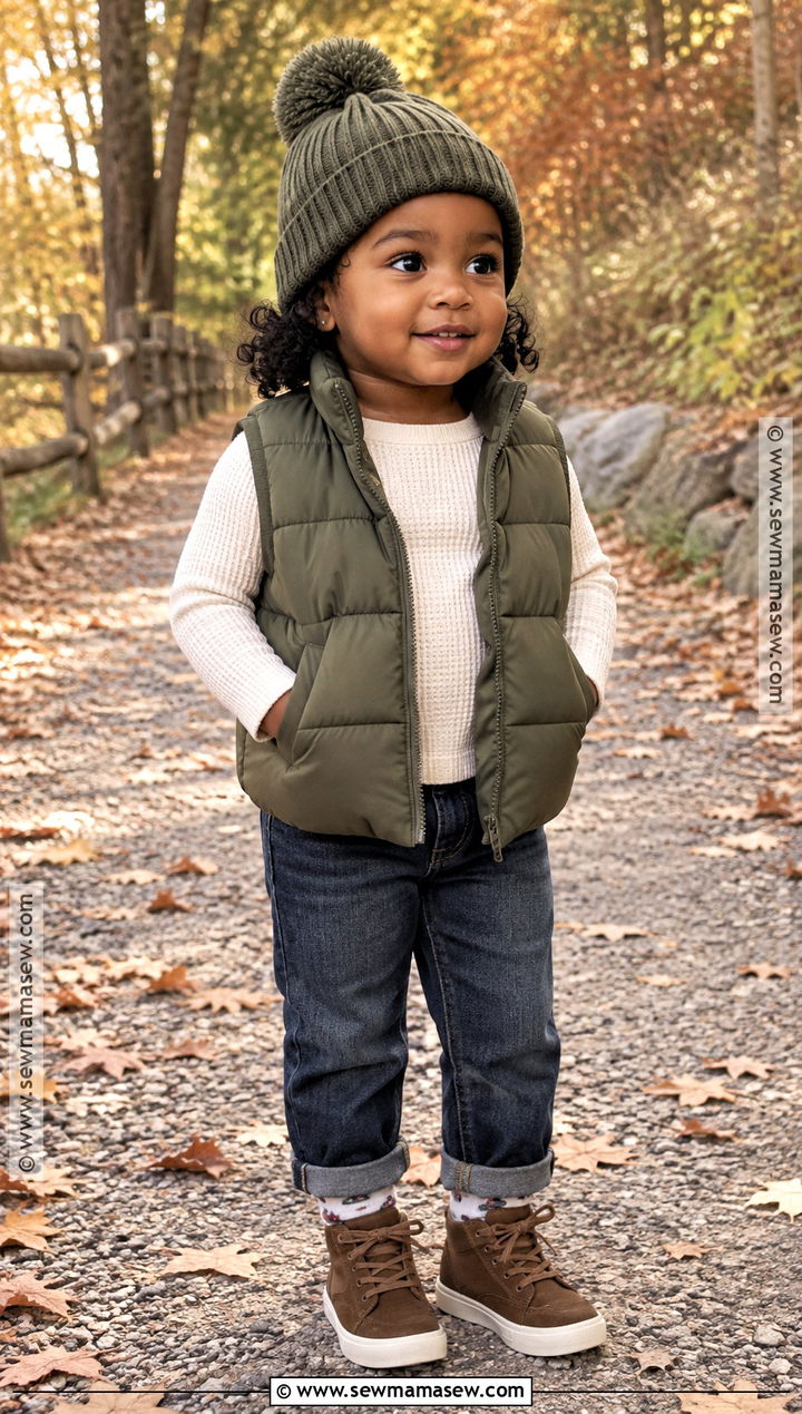Toddler Fall Puffer Vest And Straight Jeans Outfit - 20 toddler fall outfits girl black