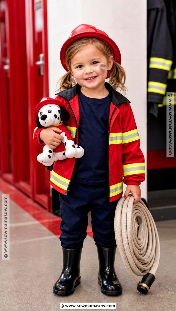 Toddler Firefighter Costume With Red Jacket - 40 toddler halloween costumes for girls