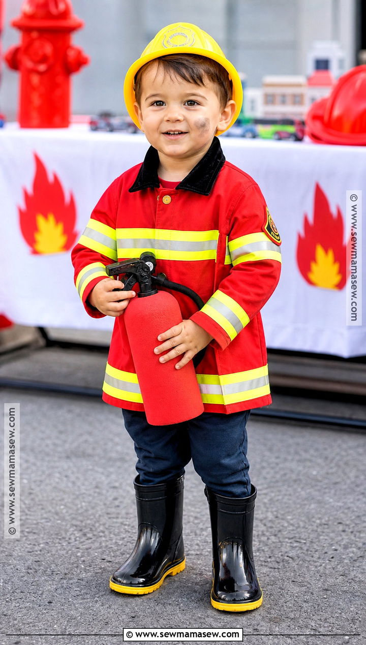 Toddler Firefighter Costume With Red Jacket - 30 toddler boy costume ideas