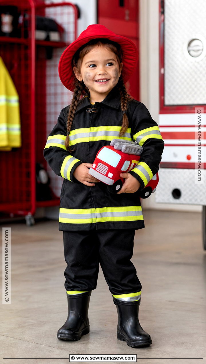 Toddler Firefighter Costume With Reflective Jacket - 35 toddler costumes for girls